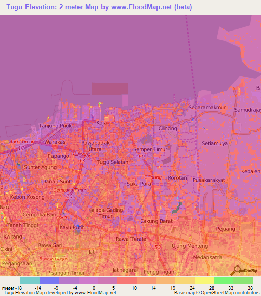 Tugu,Indonesia Elevation Map