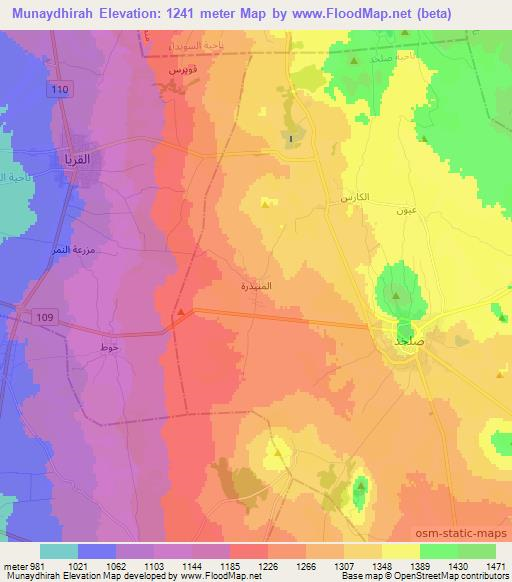 Munaydhirah,Syria Elevation Map