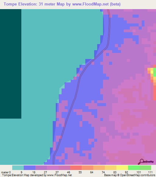 Tompe,Indonesia Elevation Map