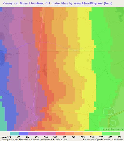 Zuwayb al Mays,Syria Elevation Map