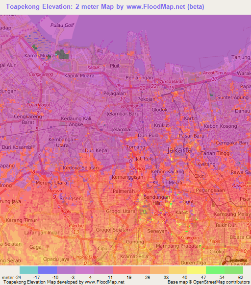 Toapekong,Indonesia Elevation Map