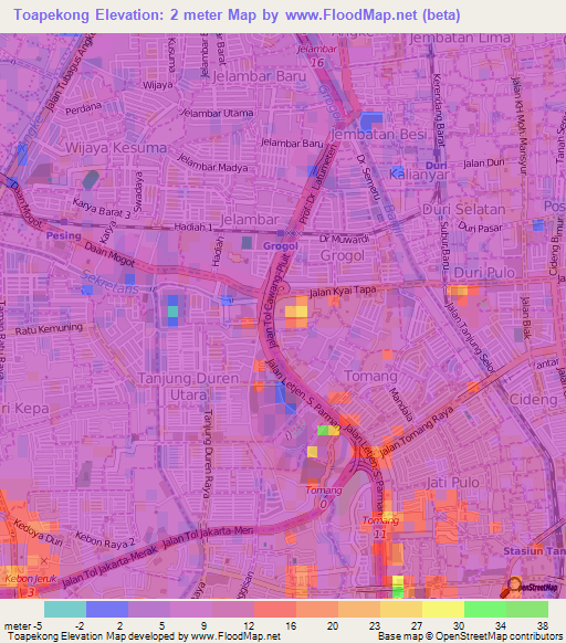 Toapekong,Indonesia Elevation Map