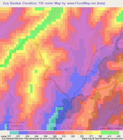 Zuq Barakat,Syria Elevation Map