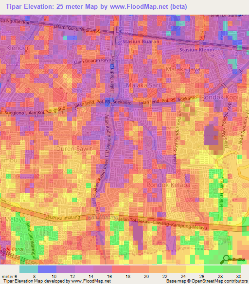 Tipar,Indonesia Elevation Map