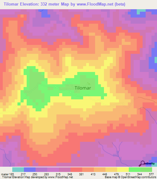 Tilomar,East Timor Elevation Map