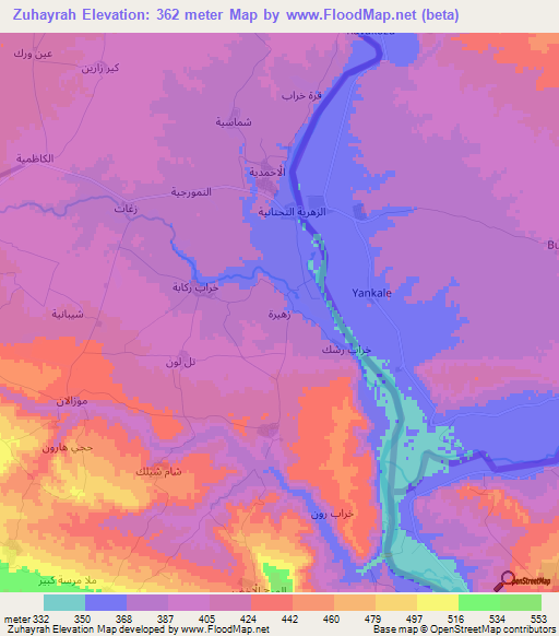 Zuhayrah,Syria Elevation Map