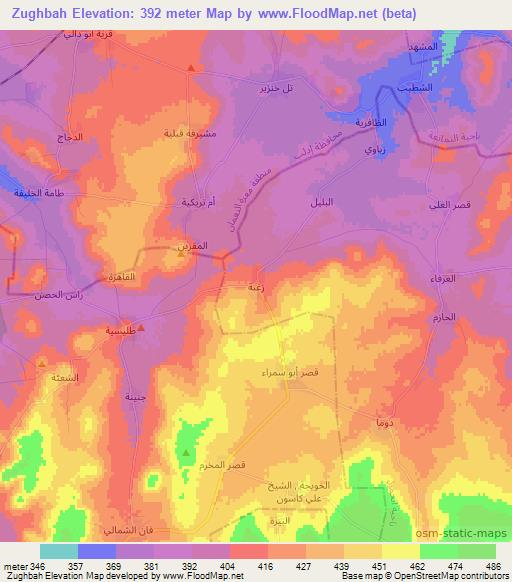 Zughbah,Syria Elevation Map