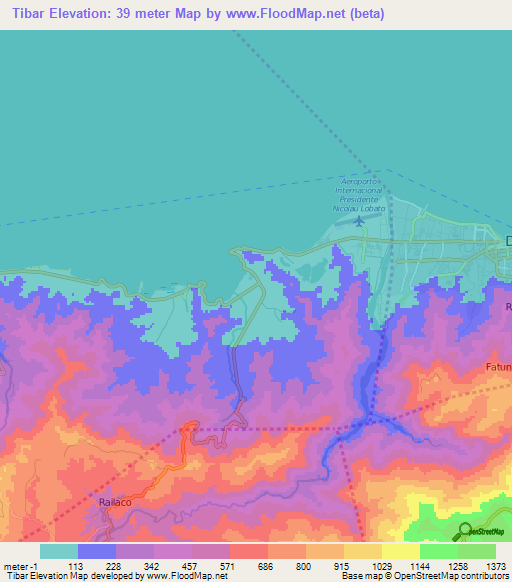 Tibar,East Timor Elevation Map