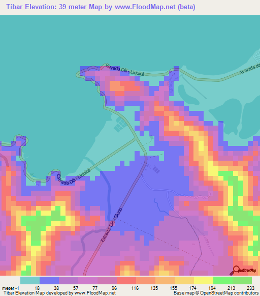 Tibar,East Timor Elevation Map
