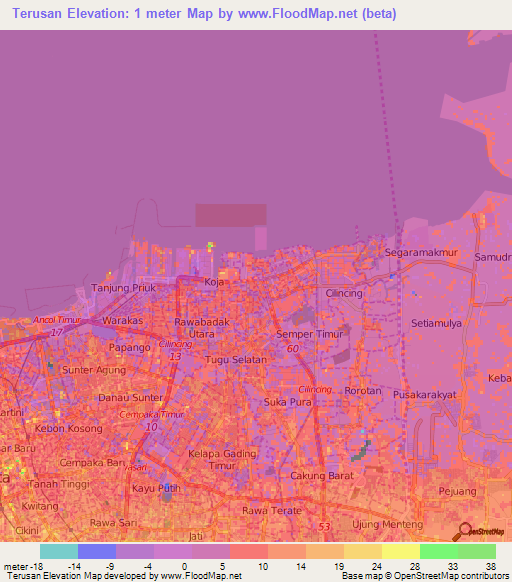 Terusan,Indonesia Elevation Map