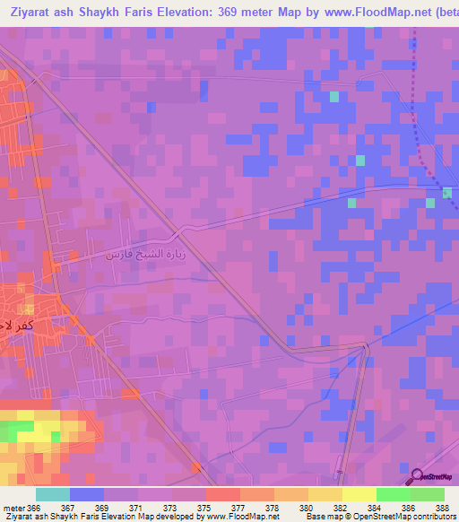 Ziyarat ash Shaykh Faris,Syria Elevation Map
