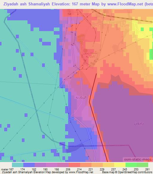 Ziyadah ash Shamaliyah,Syria Elevation Map