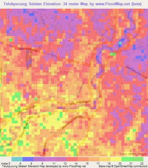 Telukpucung Selatan,Indonesia Elevation Map