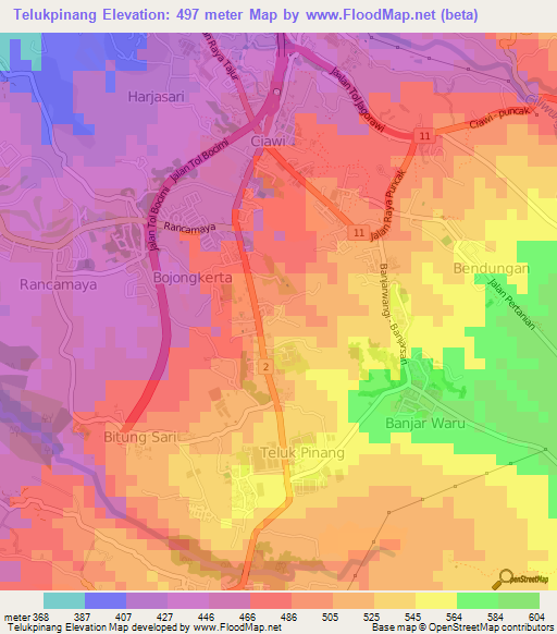 Telukpinang,Indonesia Elevation Map