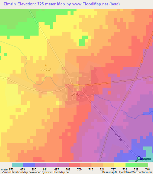 Zimrin,Syria Elevation Map