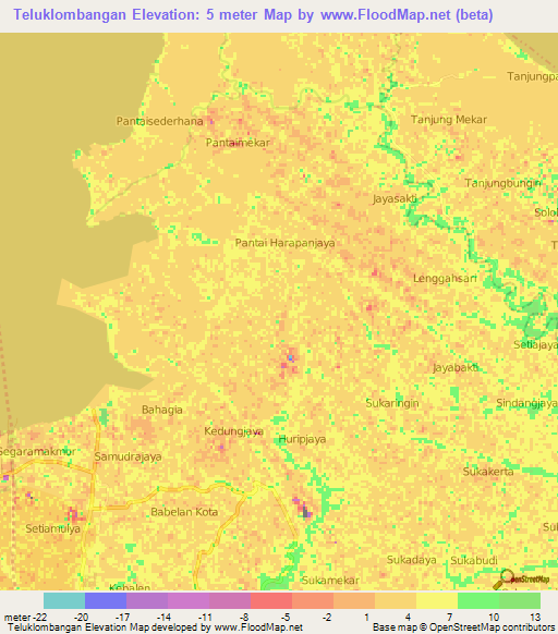 Teluklombangan,Indonesia Elevation Map