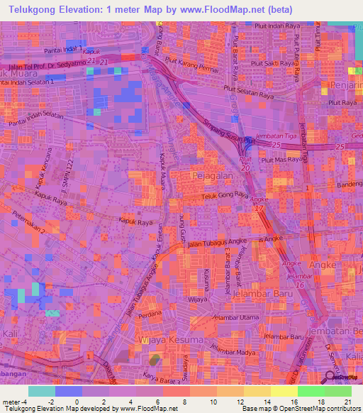 Telukgong,Indonesia Elevation Map