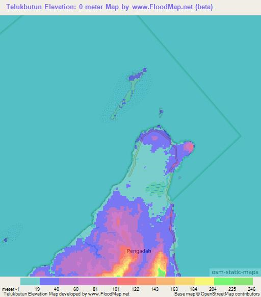 Telukbutun,Indonesia Elevation Map