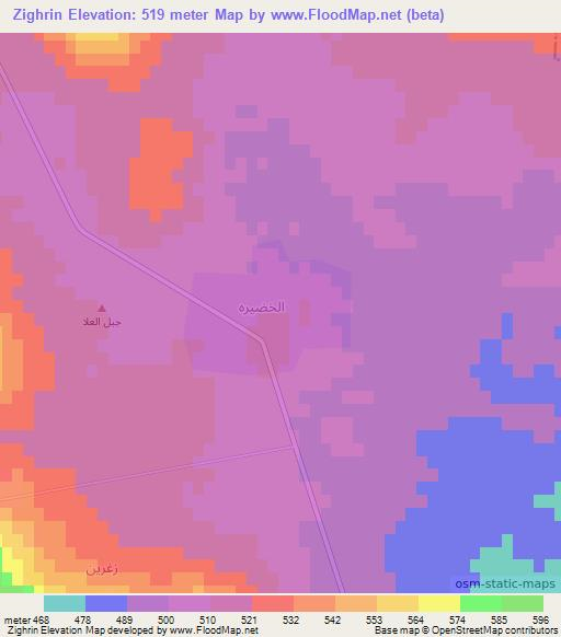 Zighrin,Syria Elevation Map