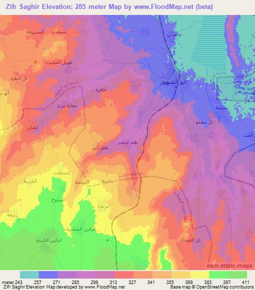 Zifr Saghir,Syria Elevation Map