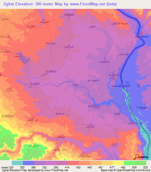 Zghat,Syria Elevation Map