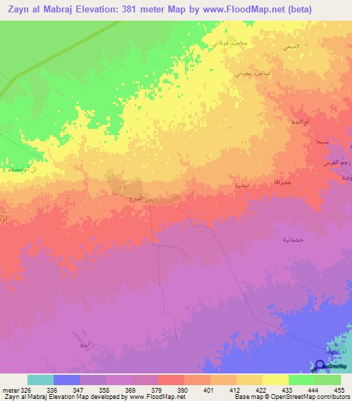 Zayn al Mabraj,Syria Elevation Map