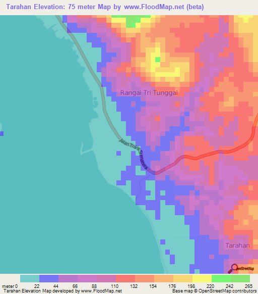 Tarahan,Indonesia Elevation Map