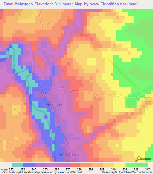 Zawr Mahruqah,Syria Elevation Map
