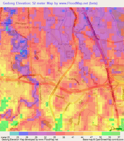 Gedong,Indonesia Elevation Map