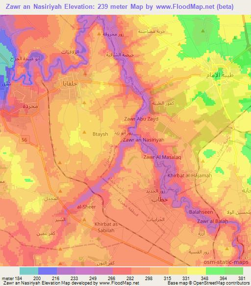 Zawr an Nasiriyah,Syria Elevation Map