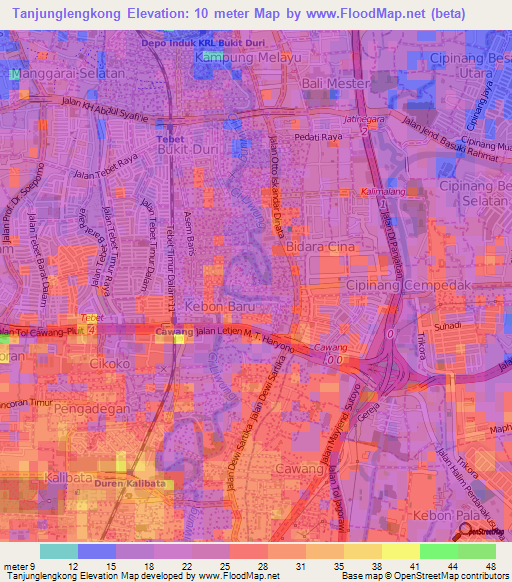 Tanjunglengkong,Indonesia Elevation Map