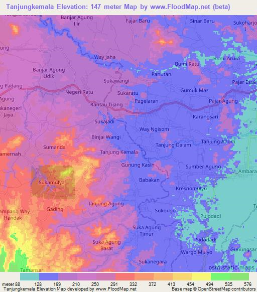 Tanjungkemala,Indonesia Elevation Map