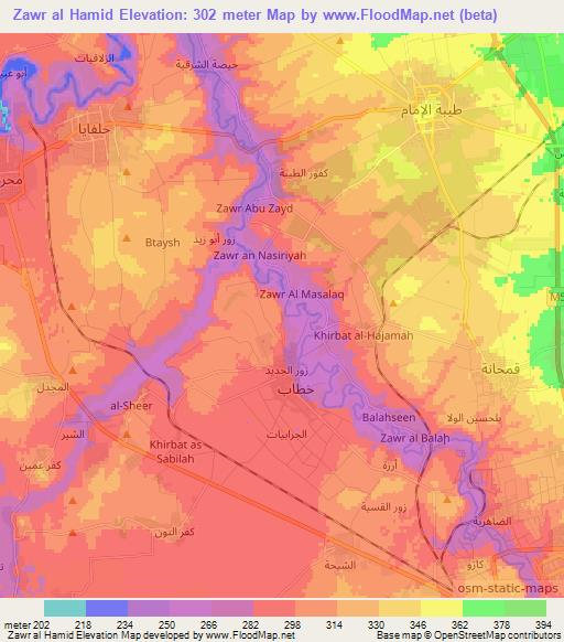 Zawr al Hamid,Syria Elevation Map