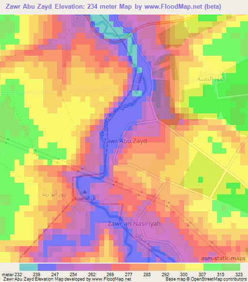 Zawr Abu Zayd,Syria Elevation Map