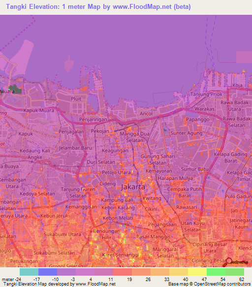 Tangki,Indonesia Elevation Map