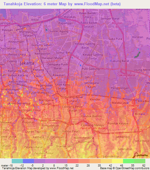 Tanahkoja,Indonesia Elevation Map