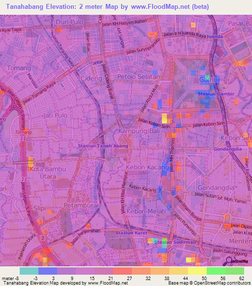 Tanahabang,Indonesia Elevation Map