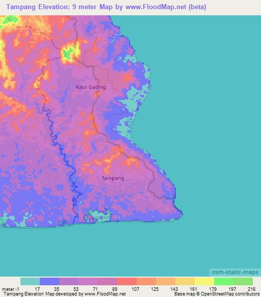 Tampang,Indonesia Elevation Map