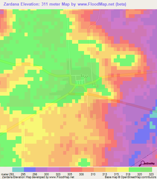 Zardana,Syria Elevation Map