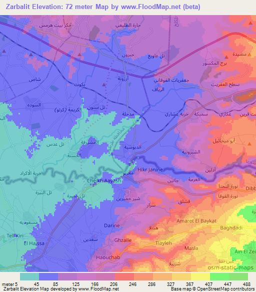 Zarbalit,Syria Elevation Map