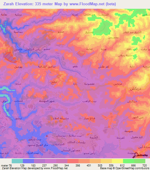 Zarah,Syria Elevation Map