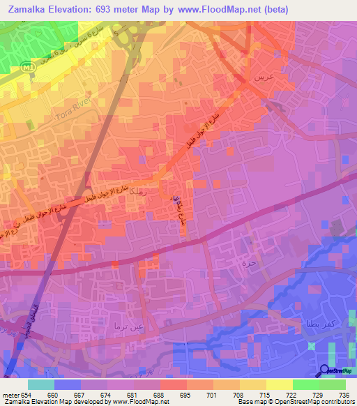 Zamalka,Syria Elevation Map