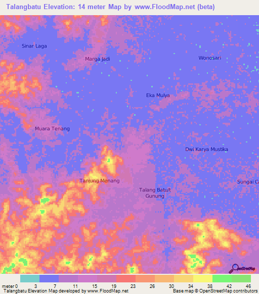Talangbatu,Indonesia Elevation Map