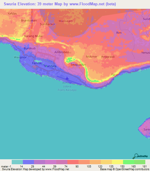 Swuria,Indonesia Elevation Map
