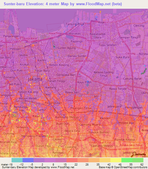 Sunter-baru,Indonesia Elevation Map