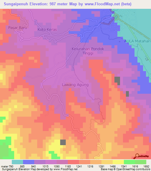 Sungaipenuh,Indonesia Elevation Map