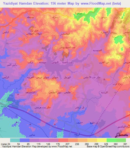 Yazidiyat Hamdan,Syria Elevation Map