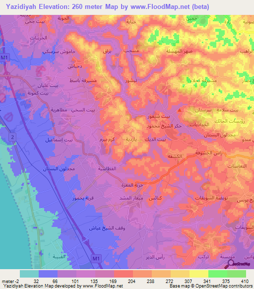 Yazidiyah,Syria Elevation Map