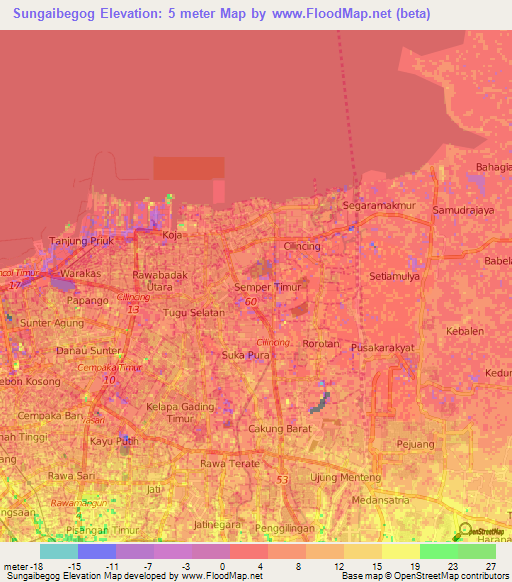 Sungaibegog,Indonesia Elevation Map