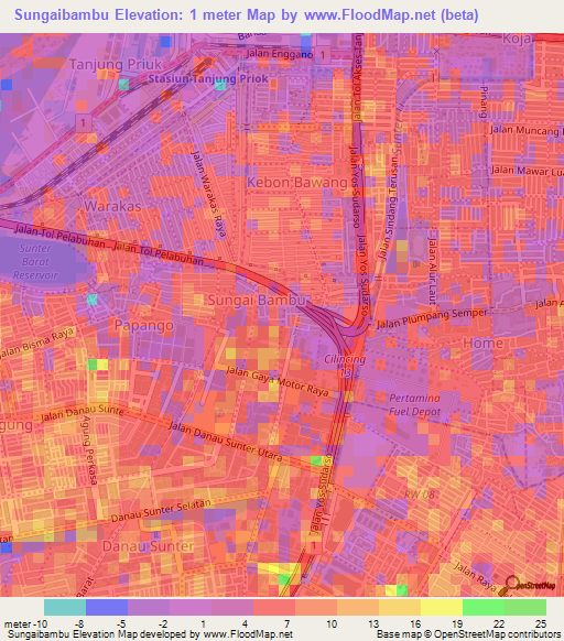 Sungaibambu,Indonesia Elevation Map